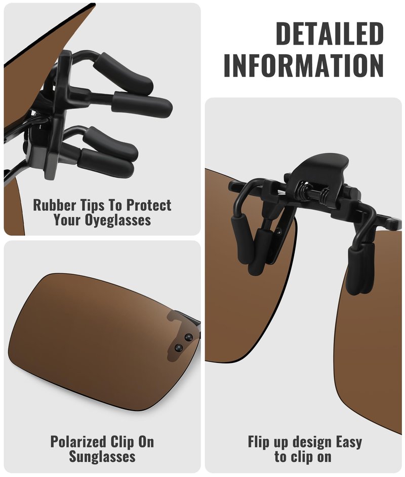 MEETSUN Polarized Clip On Sunglasses for Men Women Sports Fishing Driving Hiking Fit Over Prescription Glasses 5Pack-Black+Blue+Dark Green+Brown+Night Vision