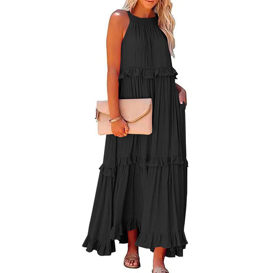 Summer Dresses,My Orders Maxi Dress for Women 2024 Sundresses Casual Beach Dresses Sexy Off The Shoulder Halter Dresses Peime Day Flowy Swing Hawaiian Dresses Boho Clothes Log in(Ab-Black,XL)