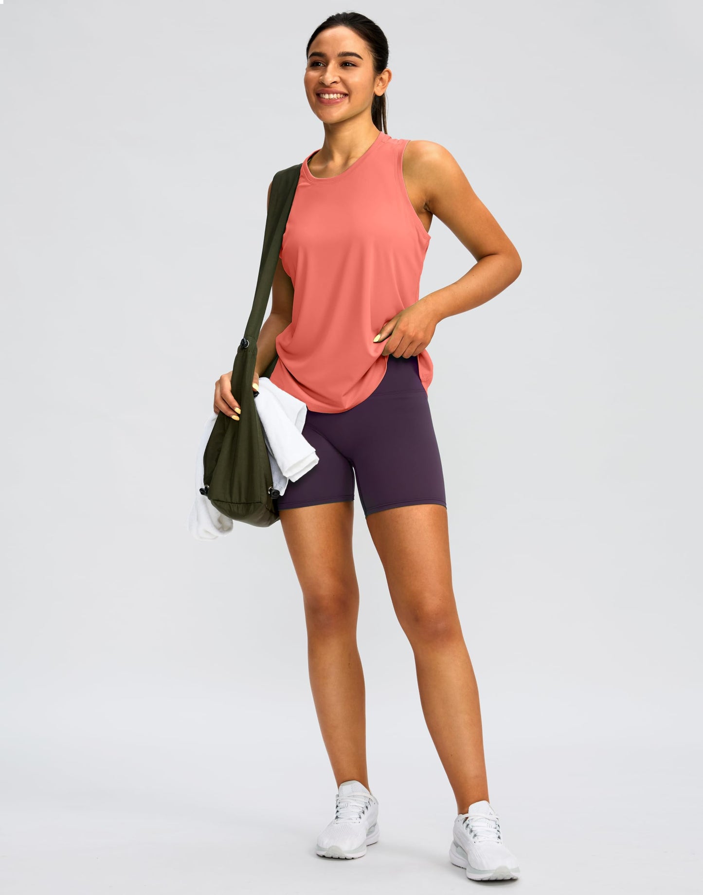 Women's Workout Tops Racerback Athletic Tank Tops Sleeveless Loose Fit Yoga Running Gym Shirts for Women(Coral,XL)