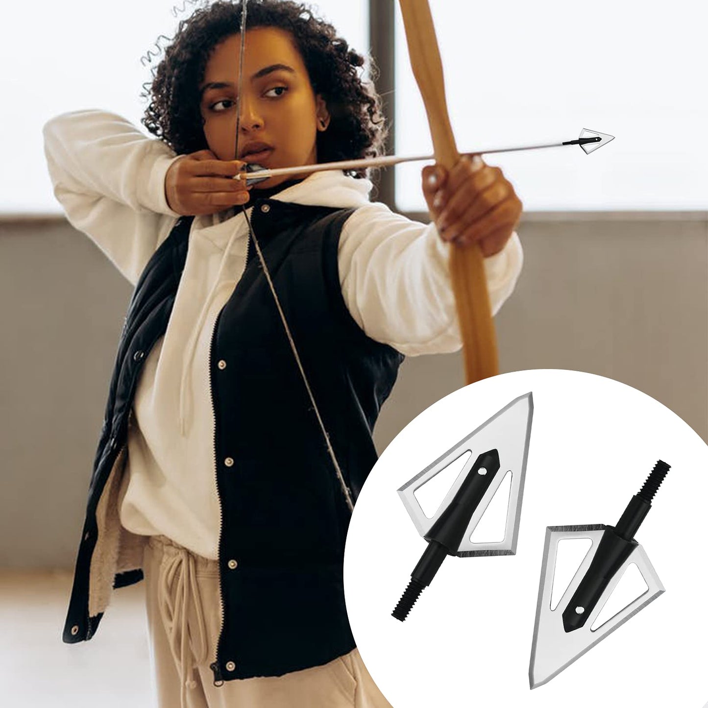 LeeMui Aluminum Hunting Archery Broadheads Blades Grain Screw-in Arrow Heads Tips Portable Case for Arrowheads Broadheads