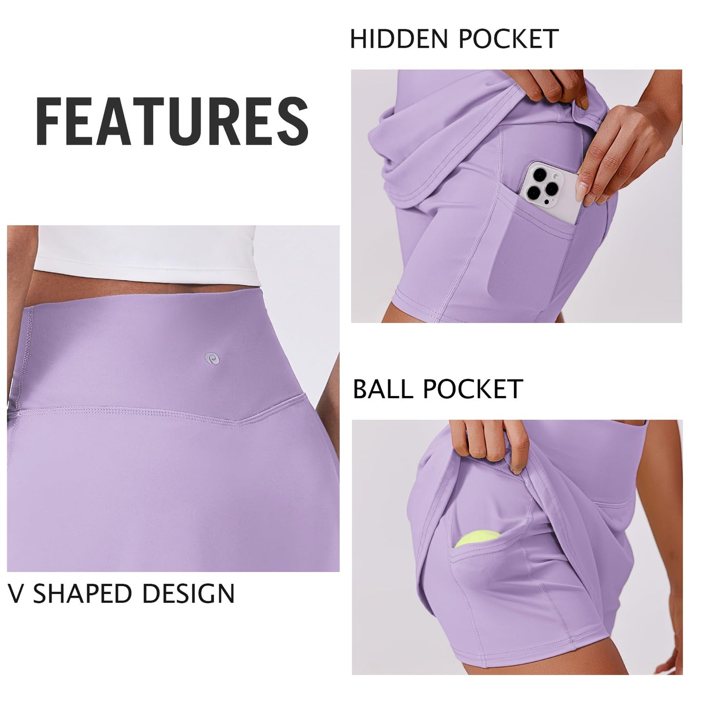 PINSPARK Womens Golf Skirt High Waisted Athletic Skirts A-line Golf Skirt for Running Sports Workout Pickleball, Purple Medium