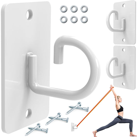 KOMOHOM Resistance Band Wall Anchor,Workout Wall Mount Anchor,Exercise Band Hook,White Workout Band Holder for Home Gym Workout Equipment Accessories,Band Wall Mounts for Workout Band (3PCS)