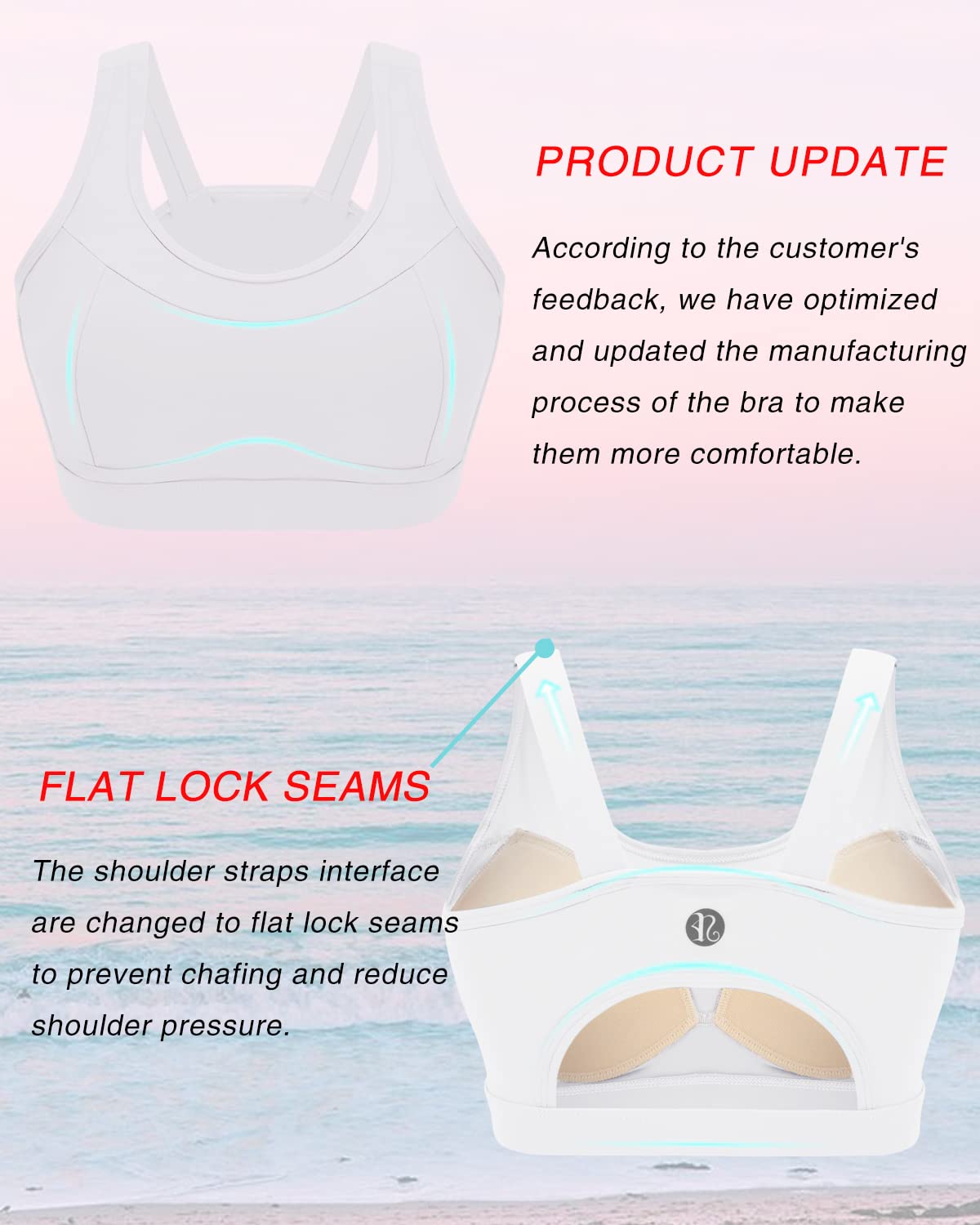 RUNNING GIRL High Impact Sports Bras for Women,Racerback White Bra Workout Crop Tank Tops Longline Sports Bra Push up(WX2667 White,XXL)