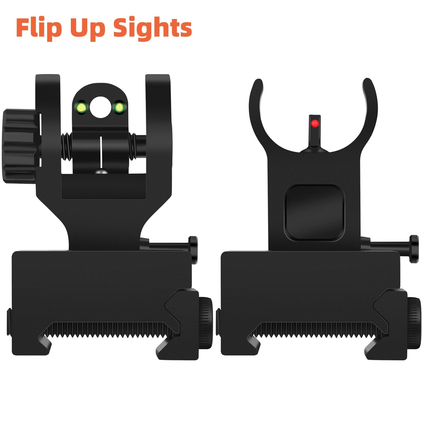 DSJJ Fiber Optic Iron Sights, Flip Up Front and Rear Backup Sights,fits Picatinny & Weaver Rails Mount Flip Up Sights