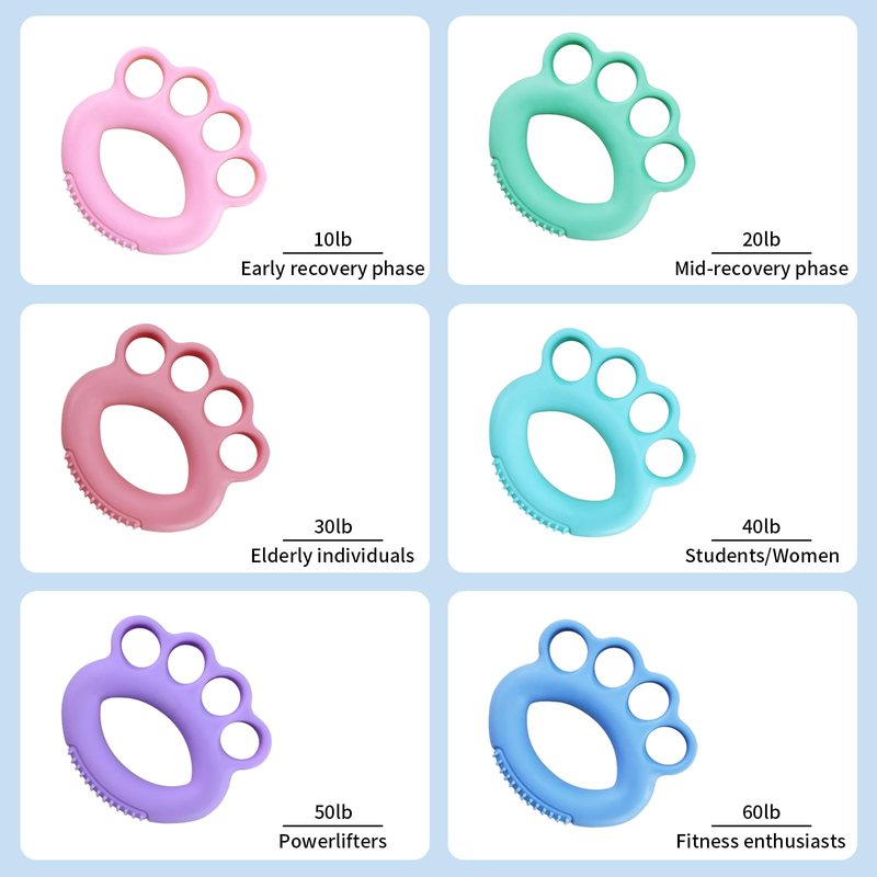 6 Pack Finger Exerciser Rings (10–60 lb) – Hand Grip Strength Trainer Set for Finger, Hand & Forearm Workout – Silicone Resistance Rings for Therapy, Recovery, Stress Relief, Musicians & Climbers