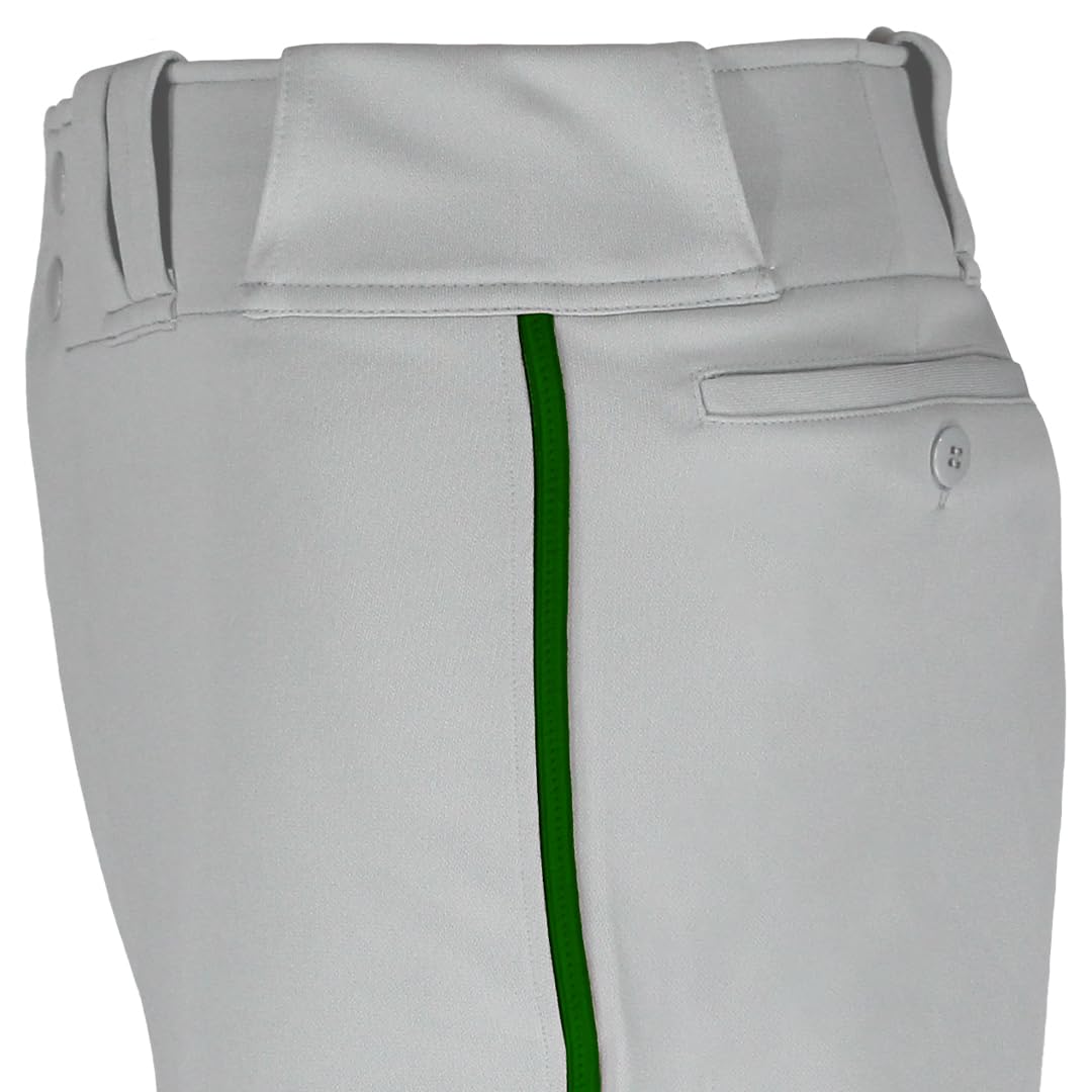 SSK Showcase Collection Flex Bottom Adult Baseball Pants | Adult Sizes Solid & Piped (US, Alpha, Medium, Regular, Regular, Grey/Forest)