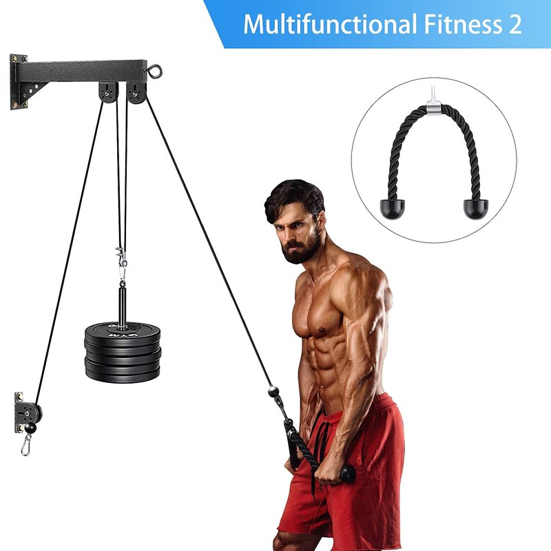 TRENDBOX Pulley System Gym Cable Machine Triceps Rope Pulley System Triceps LAT Pulldown Attachments Chest Expansion Training Fitness Home Gyms
