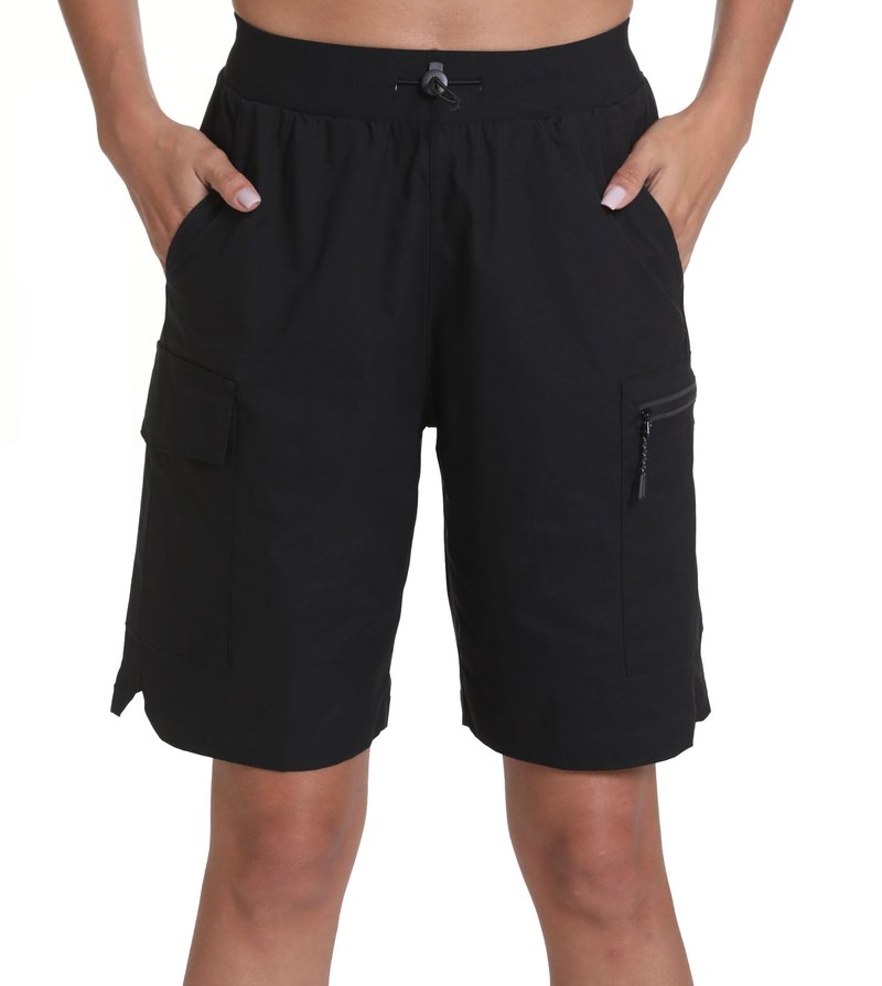 Rrosseyz Women's Hiking Cargo Shorts with Pockets Quick Dry Athletic Gym for Women Exercise Lounge(Dark Black,XL)