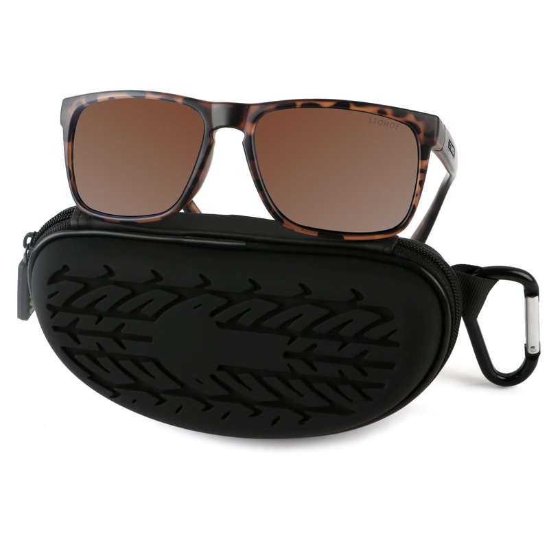 LTOHOE Polarized Sunglasses for Men and Women, Fishing Boating Driving Sport Beach Sunglasses UV400 Protection, Mirrored Scratch Resistant Lightweight TR90 Frame Rectangle Sunglasses