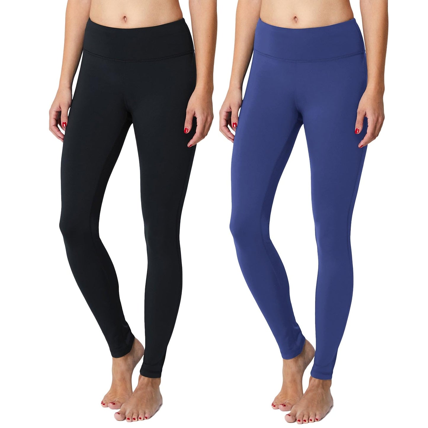 baleaf Women's Fleece Lined Leggings, 2-Pack, Inner PoketsBlack/Blue XL