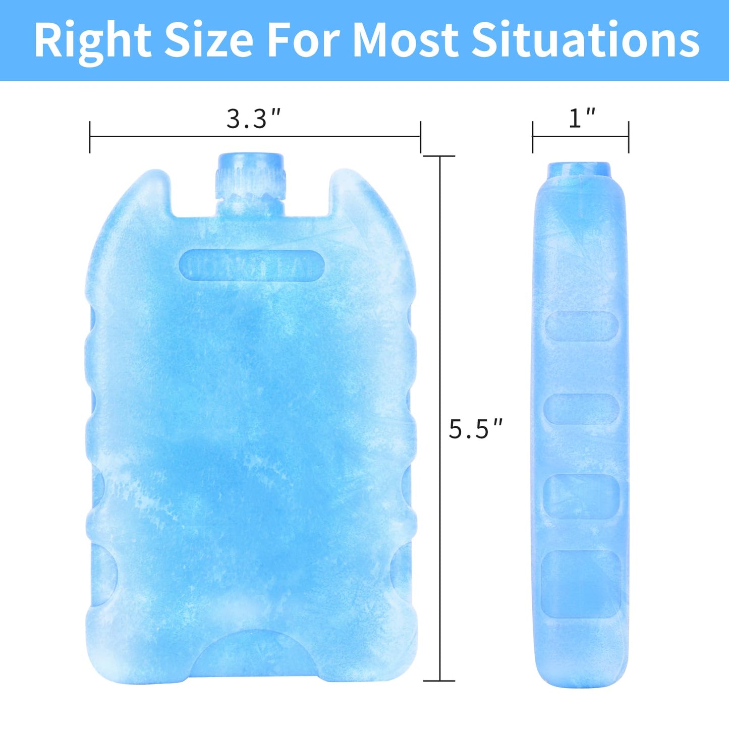 4-Pack Ice Packs for Lunch Boxes Cooler Insulated Bags Reusable Flexible Cold Long Lasting Camping Thin Small Pack Medium Freezer Accessories Essentials Storage Sandwich School Kids Adults Blue