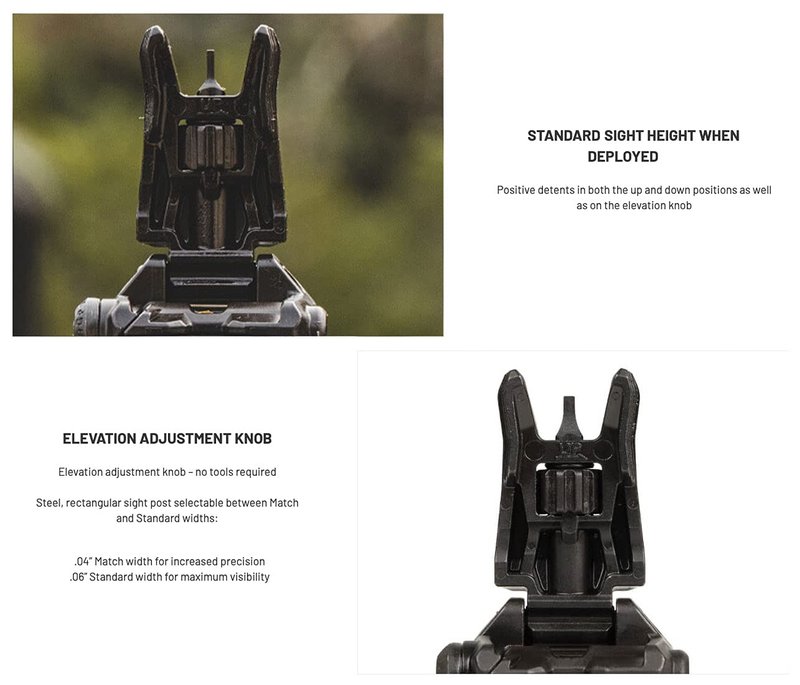 Magpul MBUS PRO Steel Backup Sights, Front Sight Black