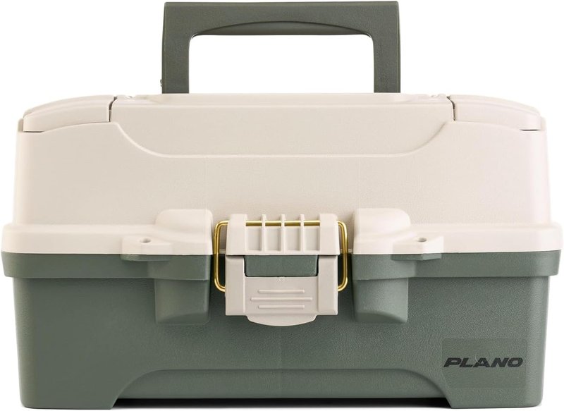 Plano Two-Tray Tackle Box - Portable Fishing Gear Organizer with Deep Storage | Green/Tan