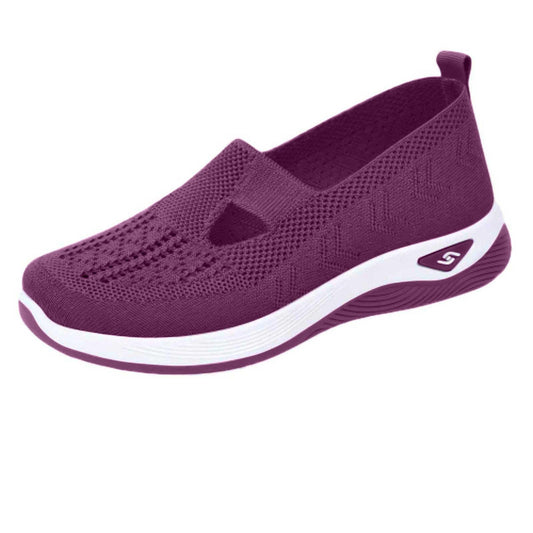 Generic Mens Dress Sneakers Women's Slip on Sneakers Shoes Woven Orthopedic Breathable Soft Shoes Walking Diabetic Foam Shoes Hands Free Slip in V-667 Purple 6.5