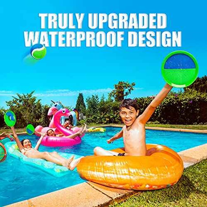 EVERICH Upgraded Toss and Catch Ball Game Set - Indoor and Outdoor Games for Kids 3-12, Beach Sand Pool Water Toy Includes 4 Paddles 4 Sticky Balls, Great Birthday Easter Gifts for Boys Girls