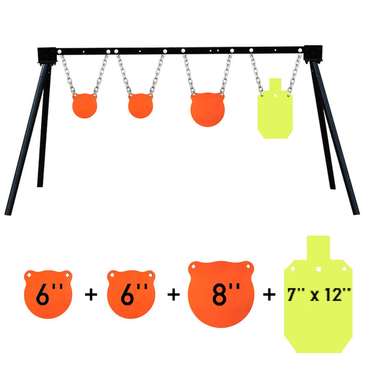 Highwild Steel Target Stand AR500 Shooting Target System (Stand, Mounting Kits & 6",6",8" Gongs + 7"x12" Torso)