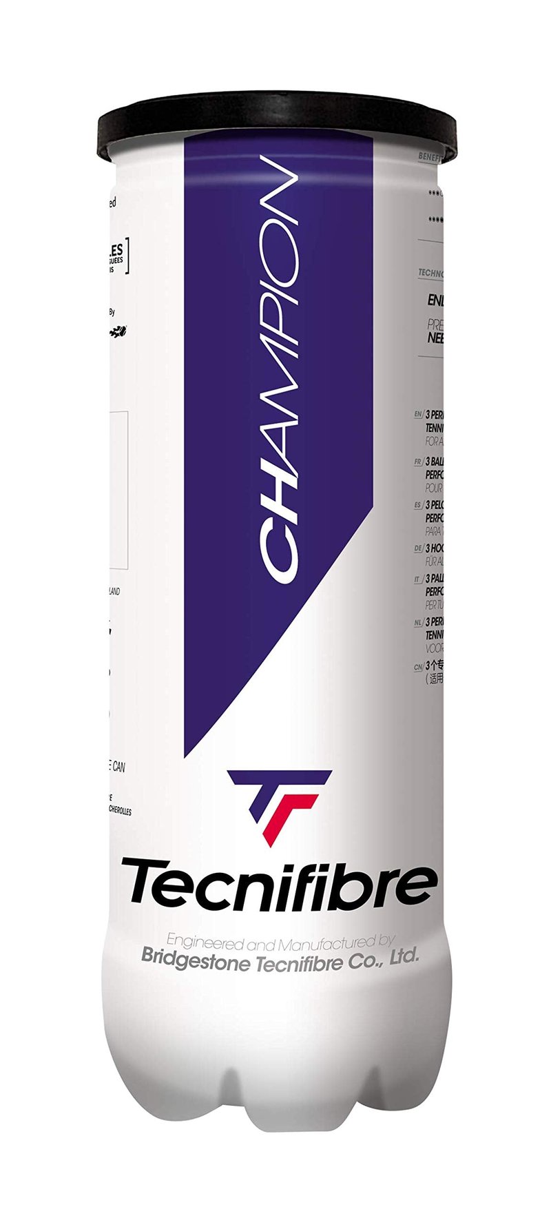 Tecnifibre Champion Tennis Ball (3-Ball) Can - Featuring Enduro Code Technology for Enhanced Durability and consistent Feel.