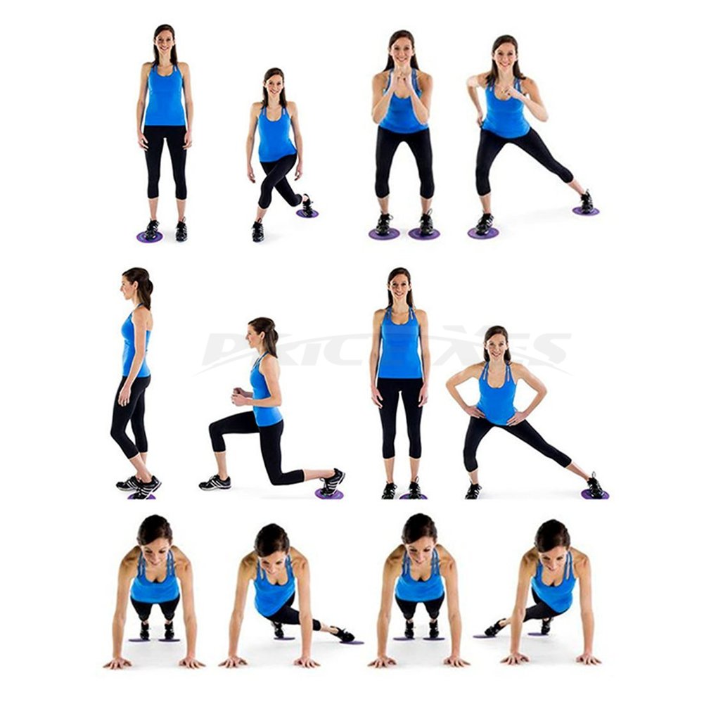 2 x Dual Sliding Discs Exercise Sliders Core Sliders Fitness Ultimate Trainer Gym Home Abdominal & Total Full Body Workout Equipment on ALL surfaces Slide Exercises (Black, Circle)