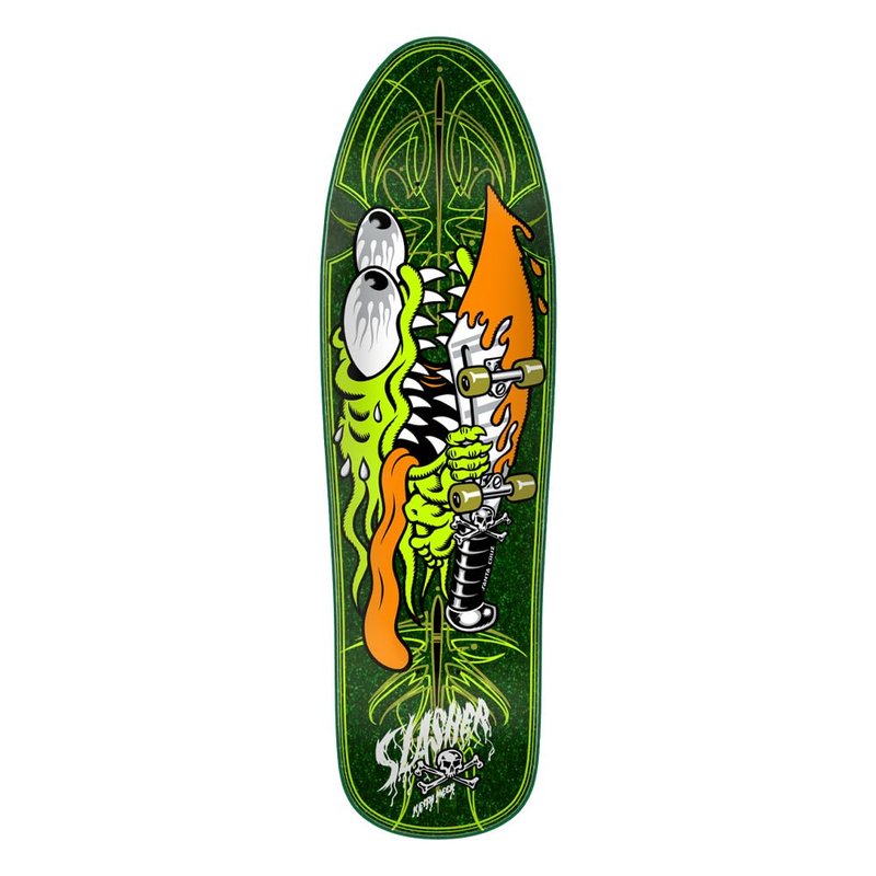 SANTA CRUZ Meek Pinstripe Slasher Green Pro 9.23in x 31.67in Skateboard Decks