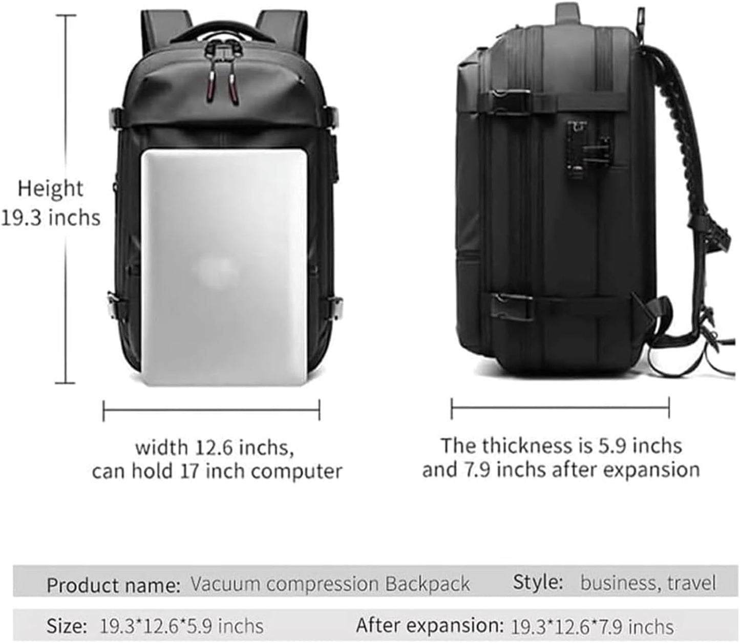 ZHIGNEP Alepeak Vacuum Backpack, Vacpack Backpack, 60L Airbag Backpack Travel,Waterproof Anti-Theft Vacuum Compression Backpack (vacpack 2.0-Light gray+air pump)