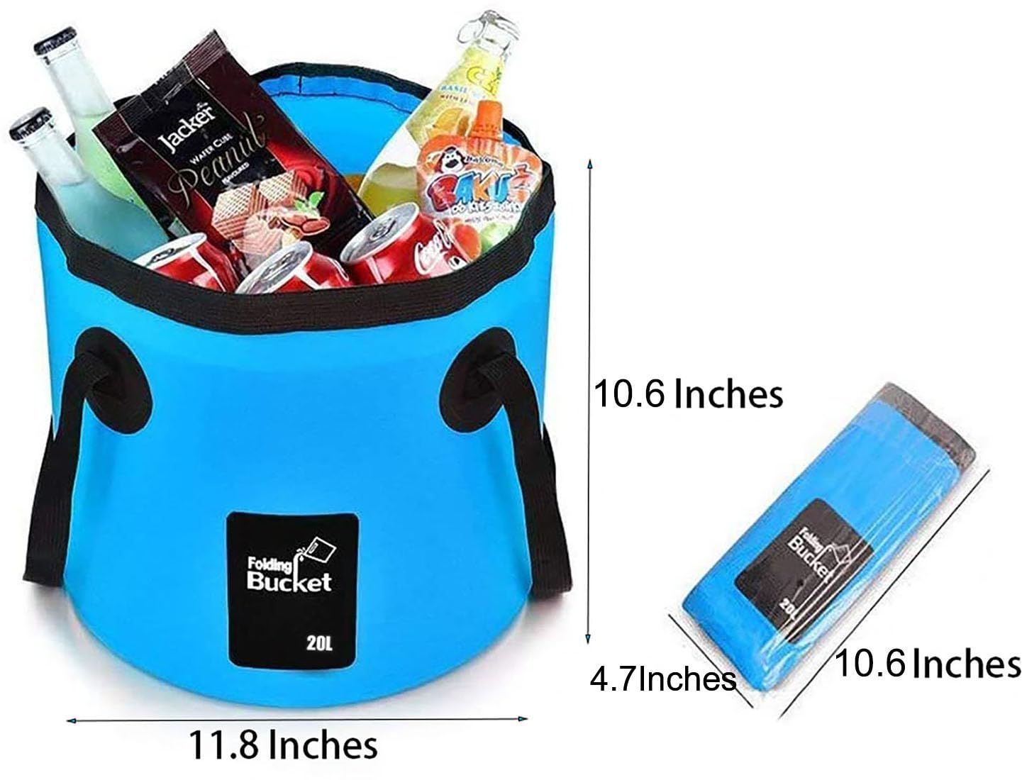 BANCHELLE Collapsible Bucket Water Container Portable Folding Camp Wash Basin for Outdoor Traveling Hiking Fishing Car Washing Gardening Camping (Blue, 20L)