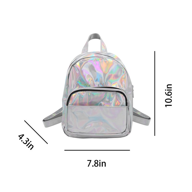 MOSSTYUS Small Holographic Rainbow Shoulder Bag Metallic Satchel Shiny Travel Daypack for Women Men Lady