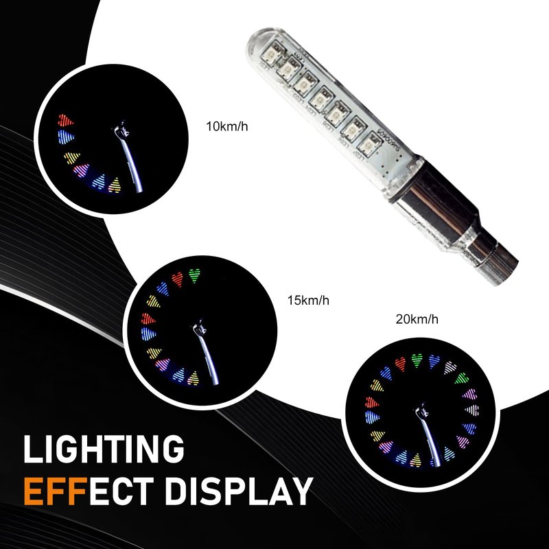 Arwrilt 2 PCS Led Bike Wheel Lights, Waterproof Bike Spoke Lights, Multi-Patterned Change Neon Flashing Lamp Bicycle Tire Valve Stem Light (Multicolored)
