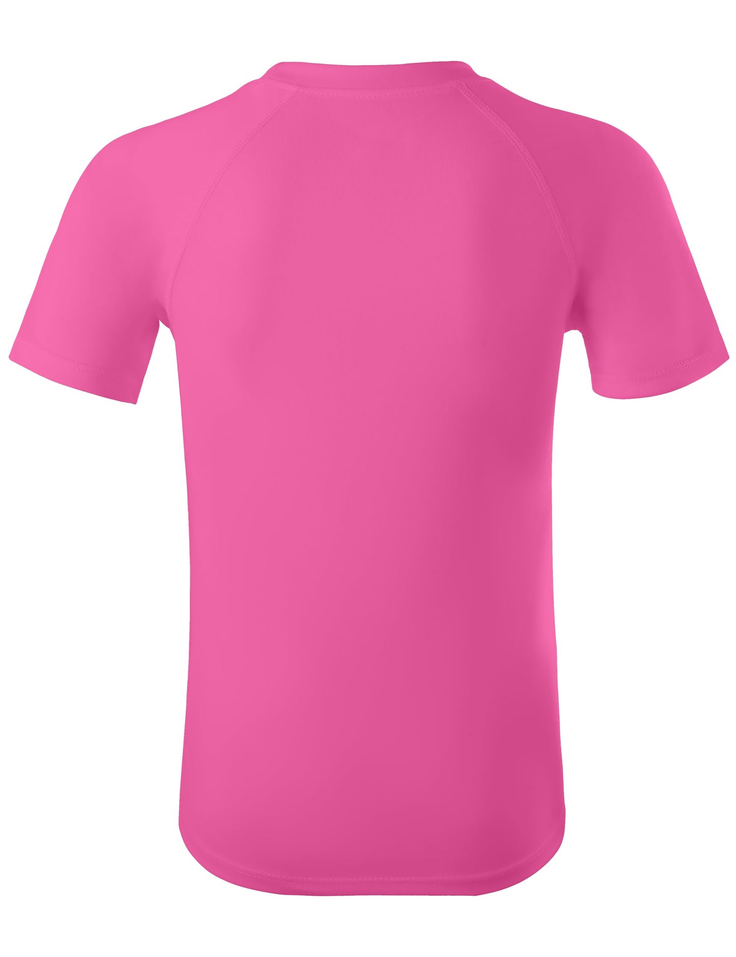 DRONIRING Boys Rash Guard Swim Shirt, UPF 50+ Sun Protection Short Sleeve Rashguard, Kids Quick Dry Beach Surfing Water Shirt Hot Pink