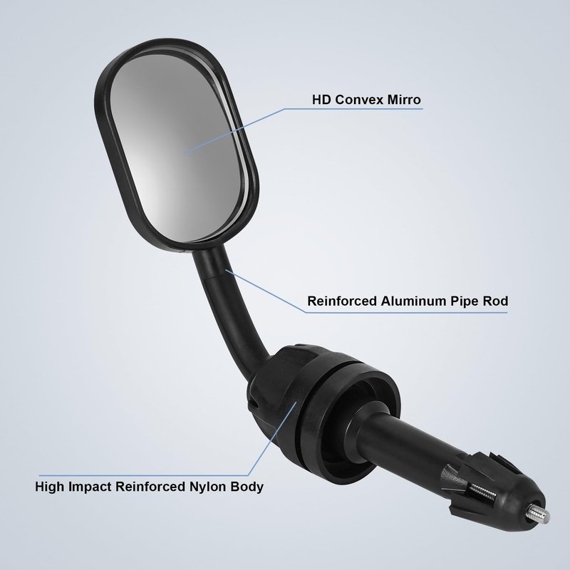 Bike Mirror Handlebar Mount,Bike Bar End Mirror, HD Convex Bicycle Rearview Mirror with Adjustable Viewing Angle (2)