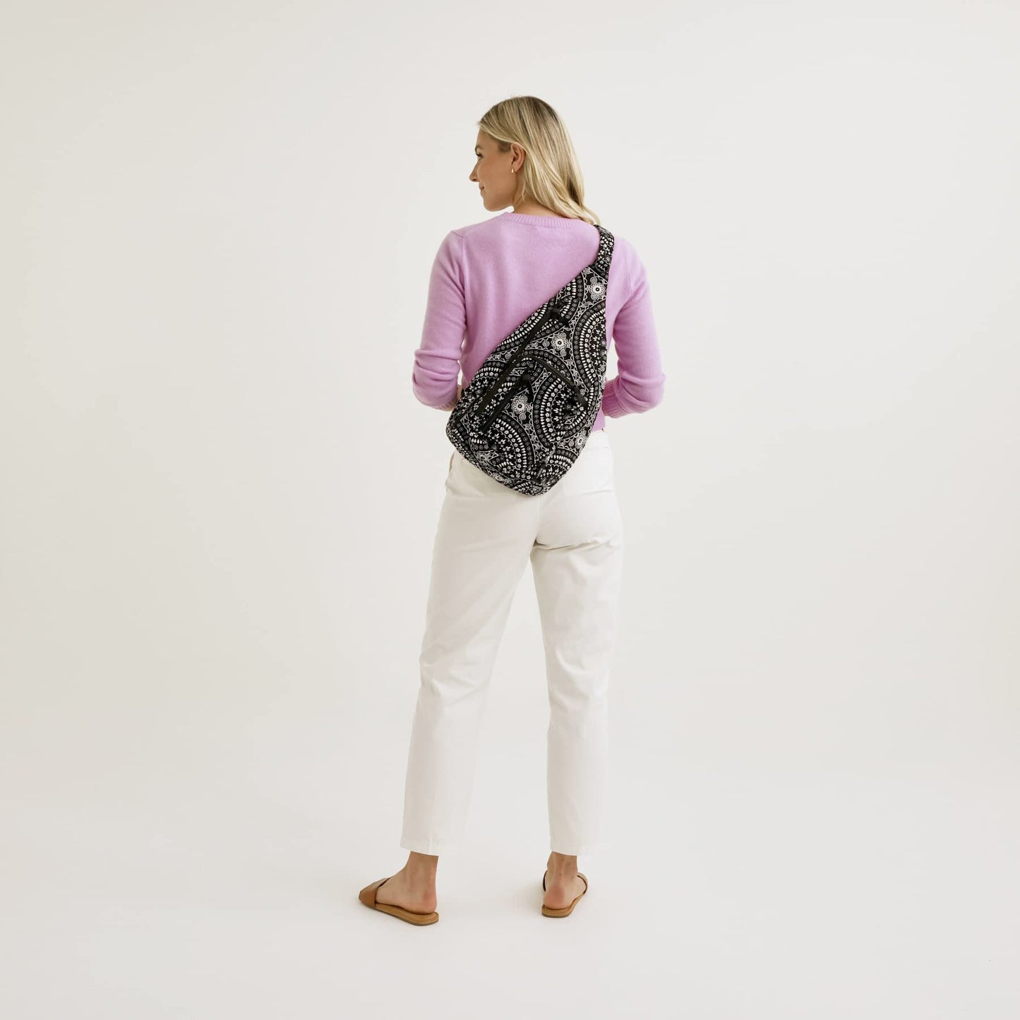 Vera Bradley Women's Cotton Sling Backpack, Sea Air Floral - Recycled Cotton, One Size