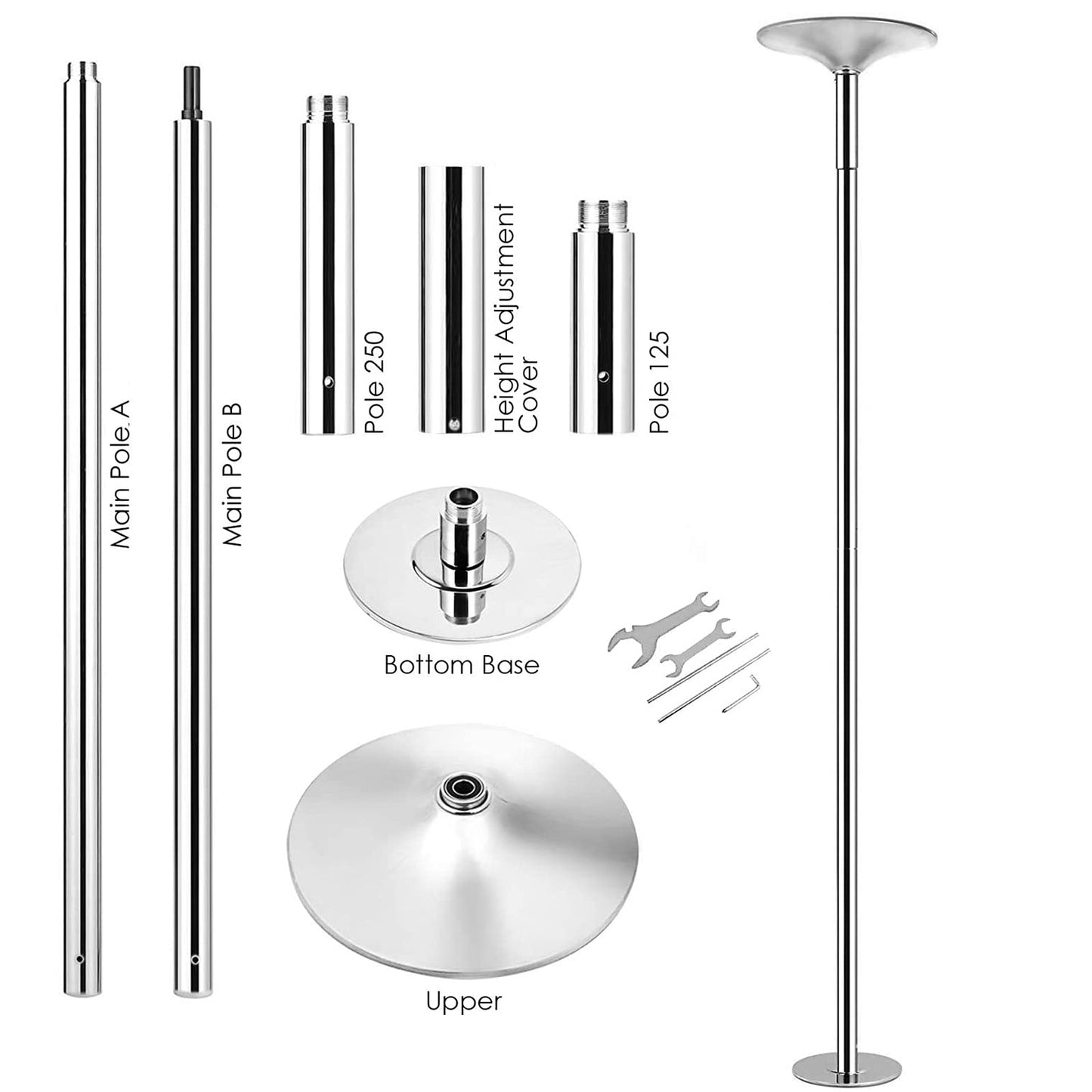 Stripper Poles for Home Spinning Static Pole Dancing Pole for Bedroom, 45 mm Removable Beginners and Professionals Dance Pole for Home Gym Party Club, Heavy-Duty Max Load 400 LB