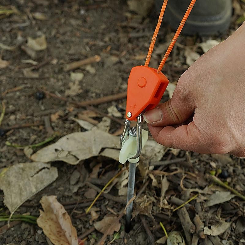 2-Pack Rope Ratchet Hanger Tie Down Tent Strap with Hooks Reinforced Metal Gear for Tent/Canopy Camping Essentials(15ft Rope,5/32" Diameter)