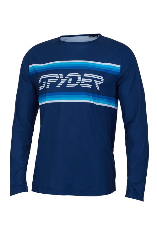 Spyder Men's Pump Long Sleeve Crew Neck Light Weight Tee, Abyss, Medium