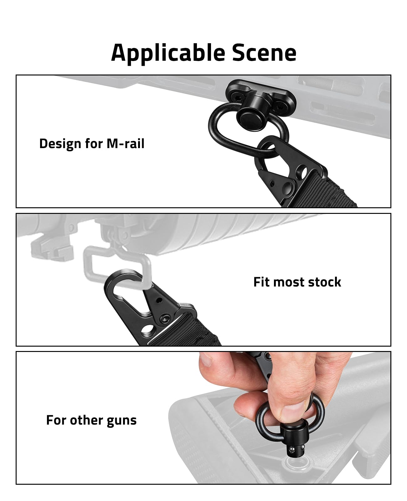 CVLIFE Rifle Sling Two Point Sling, Removable Pad 360° Swivels, Elastic