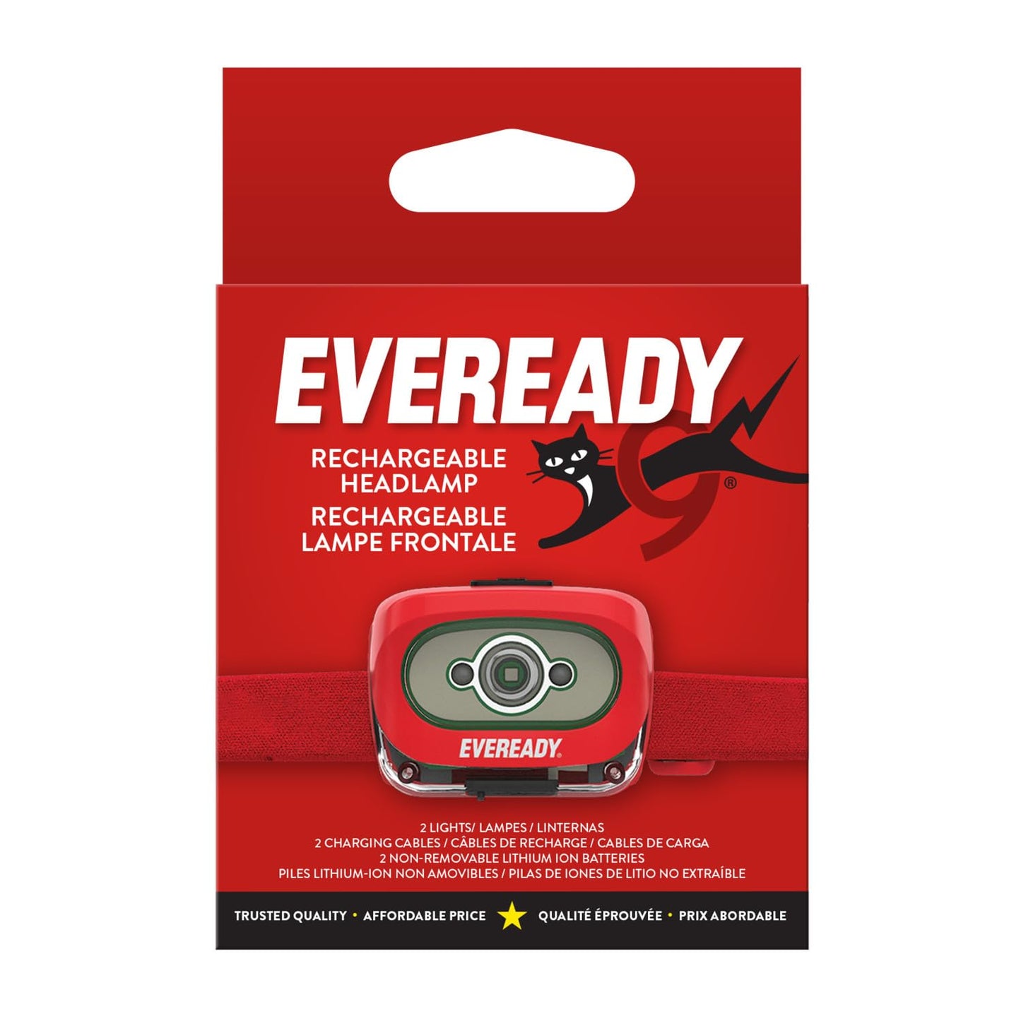 Eveready X200 LED Rechargeable Headlamps (2-Pack), Super Bright IPX4 Water Resistant Head Lights for Running, Camping, Emergency, Outdoors (USB Cable Included)
