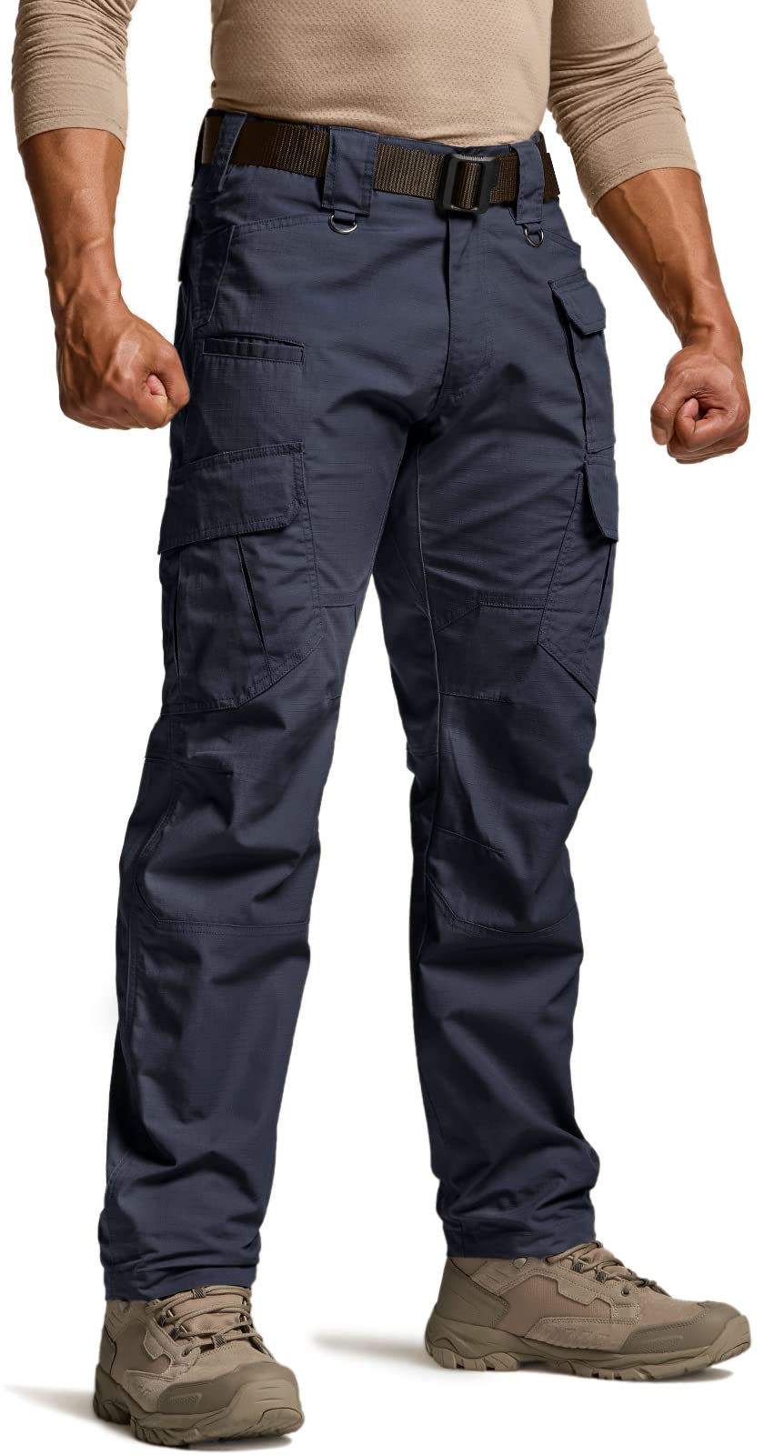 CQR Men's Tactical Pants, Water Resistant Ripstop Cargo Pants, Lightweight EDC Work Hiking Pants, Outdoor Apparel, Duratex Mag Pocket Police Navy, 38W x 34L