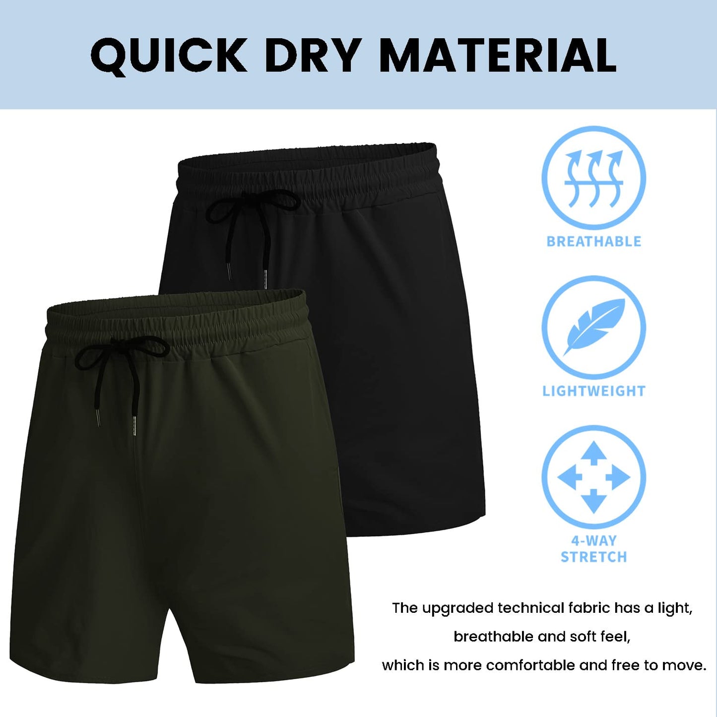 COOFANDY Mens 2 Pack Athletic Shorts 7 Inch Quick Dry Breathable Lightweight Gym Workout Shorts with Pockets