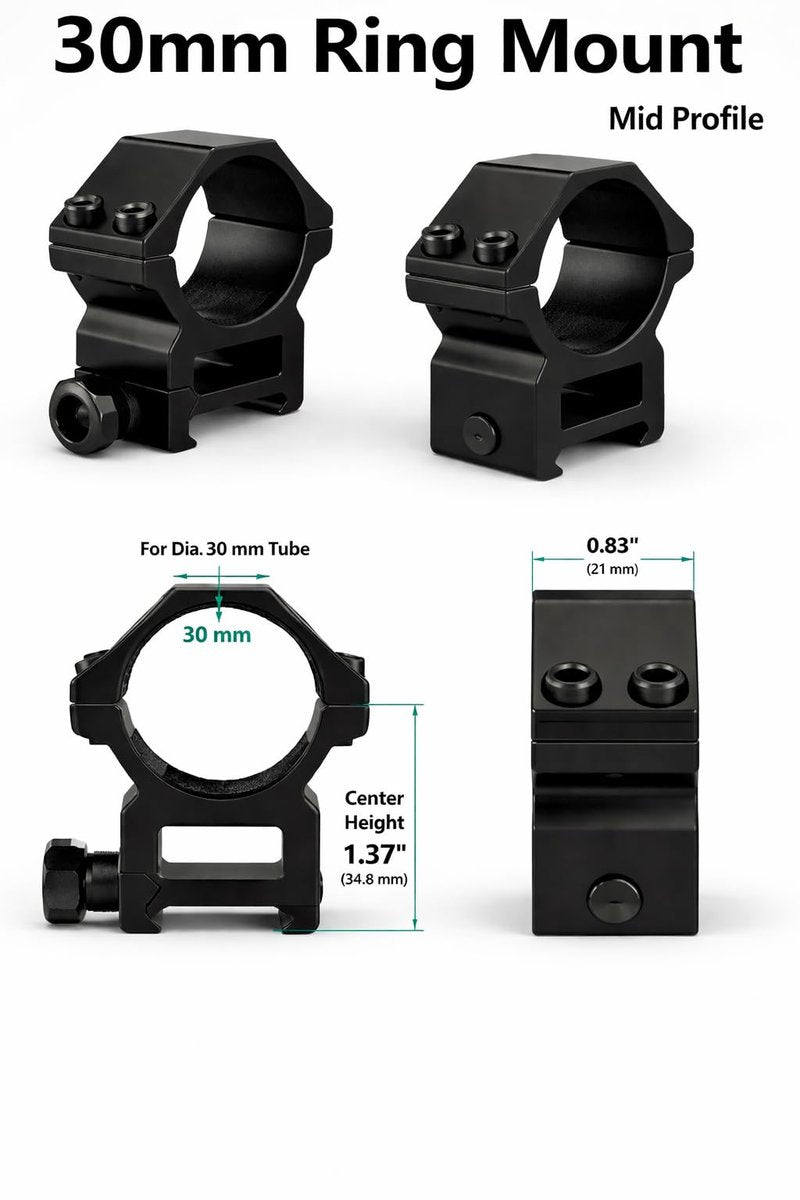 GOTICAL 2 Pair of 30mm Scope Rings Set - 1 Pair of Medium Profile and 1 Pair of High Profile Scope Rings for Picatinny/Weaver Rail - 4 Pack