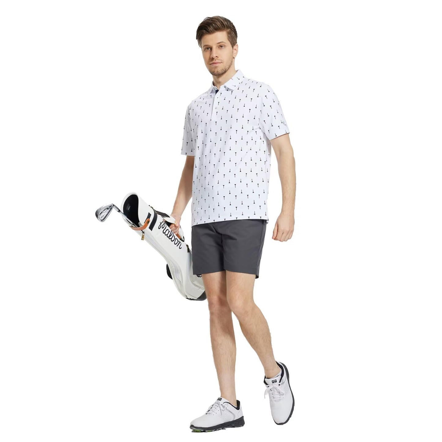 M MAELREG Mens Golf Shirt Short Sleeve Dry Fit Print Moisture Wicking Performance Patterns Collared Polo Shirt