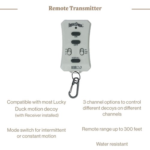 Lucky Duck Motorized Decoy Controls, Lucky HD Remote and Remote Receiver 2.0