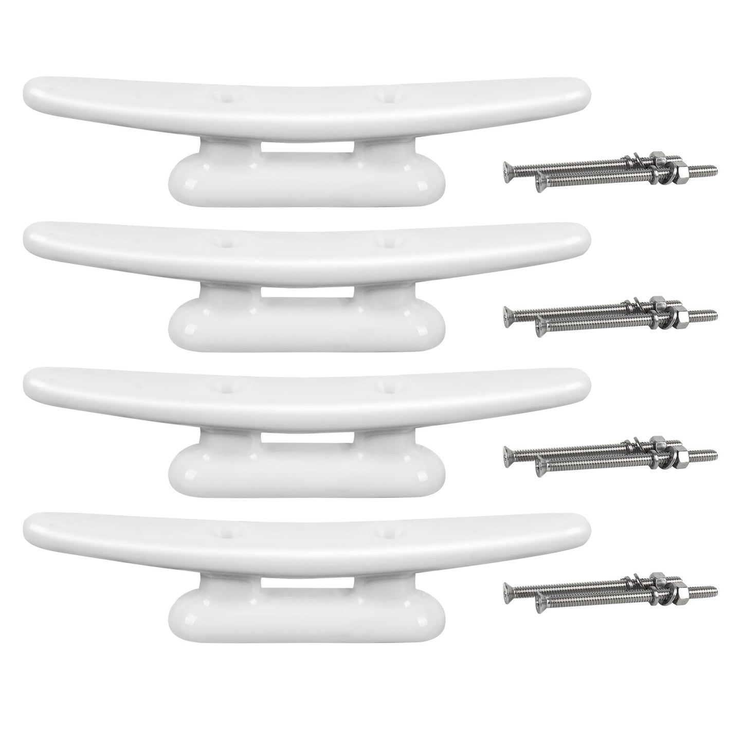 ORLANG White Nylon Boat Cleat 6 Inch, 4 Pack Dock Cleat with Hardware, Boat Dock Cleats Rope Cleat for Marine, Boats,Kayak,Canoe,Deck,Nautical Décor,Home Decor