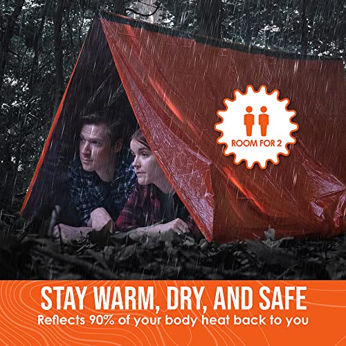 Go Time Gear Life Tent Emergency Survival Shelter – 2 Person Emergency Tent – Use As Camping Tent, Survival Tent, Emergency Shelter, Tube Tent, Survival Tarp - Includes Survival Whistle & Paracord