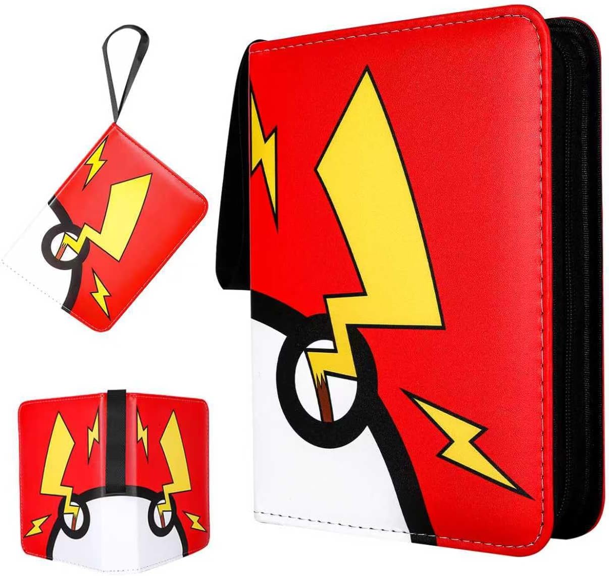 Trading Card Binder - 4 Pocket Holder for 400 Cards | Portable Zipper Case with 50 Removable Sleeves