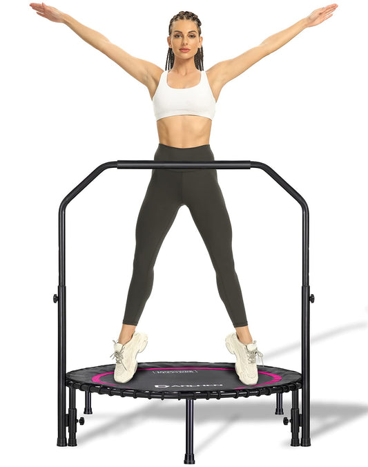 DARCHEN 350lbs Rebounder Mini Trampoline for Adult, Indoor Small Trampoline for Exercise Workout Fitness, Upgrade Design Bungee Trampoline for Safer Quieter Bounce [40 Inches] (740FHB-Red)