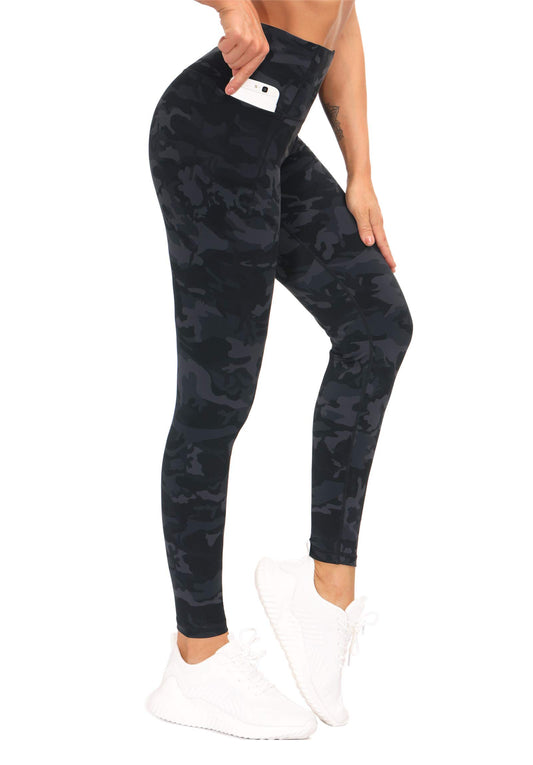 THE GYM PEOPLE Tummy Control Workout Leggings with Pockets Print High Waist Athletic Yoga Pants for Women Running, Fitness