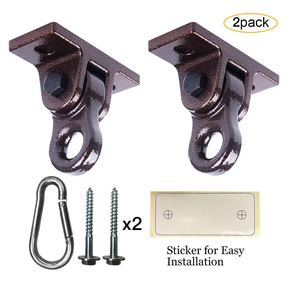 ABUSA Heavy Duty Bronze Swing Hangers Screws Bolts Included Over 5000 lb Capacity Playground Porch Yoga Seat Trapeze Wooden Sets Indoor Outdoor (2 Pack)
