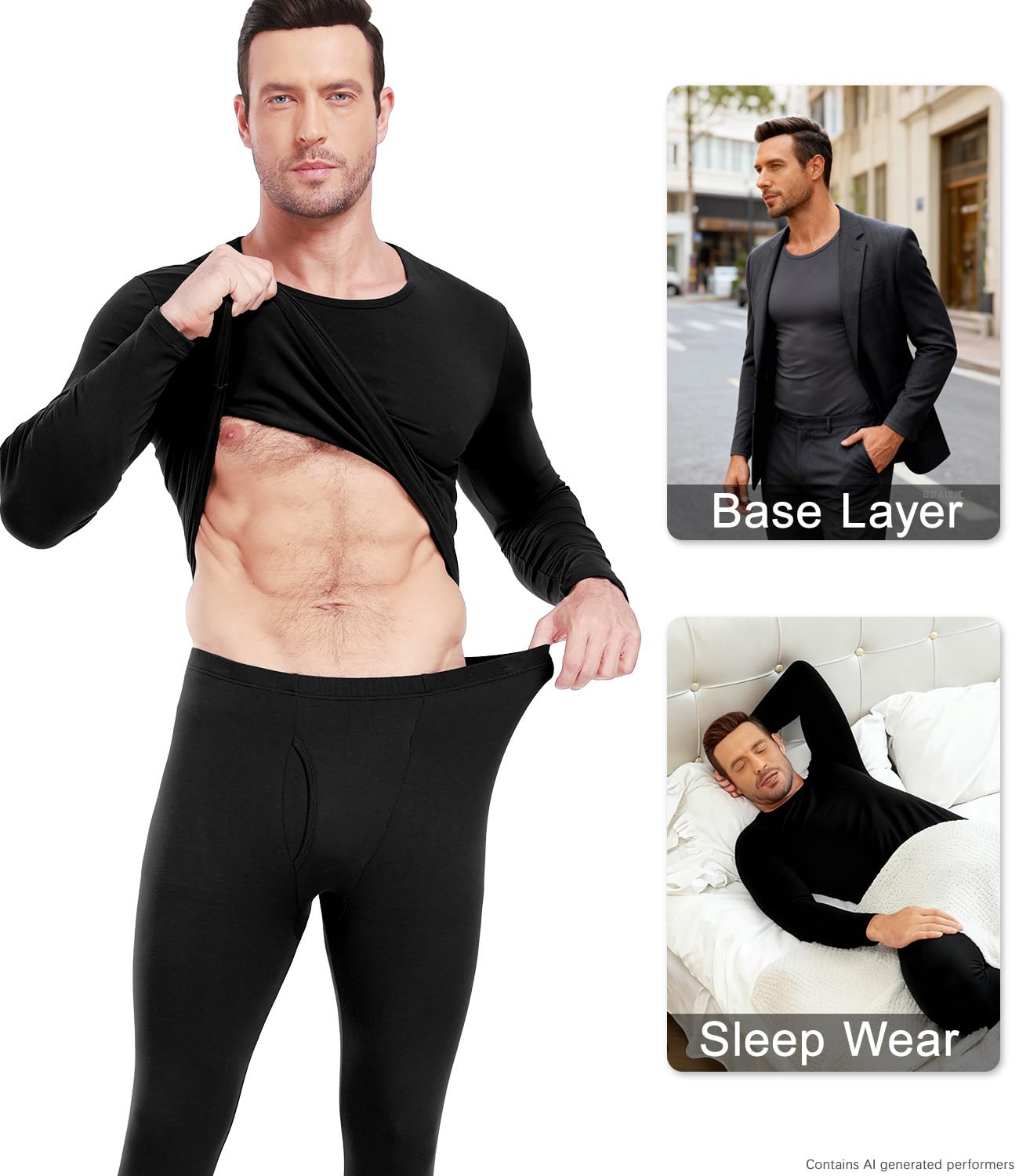 wirarpa Men's Cotton Long Johns Thermal Underwear Set Top and Bottom L