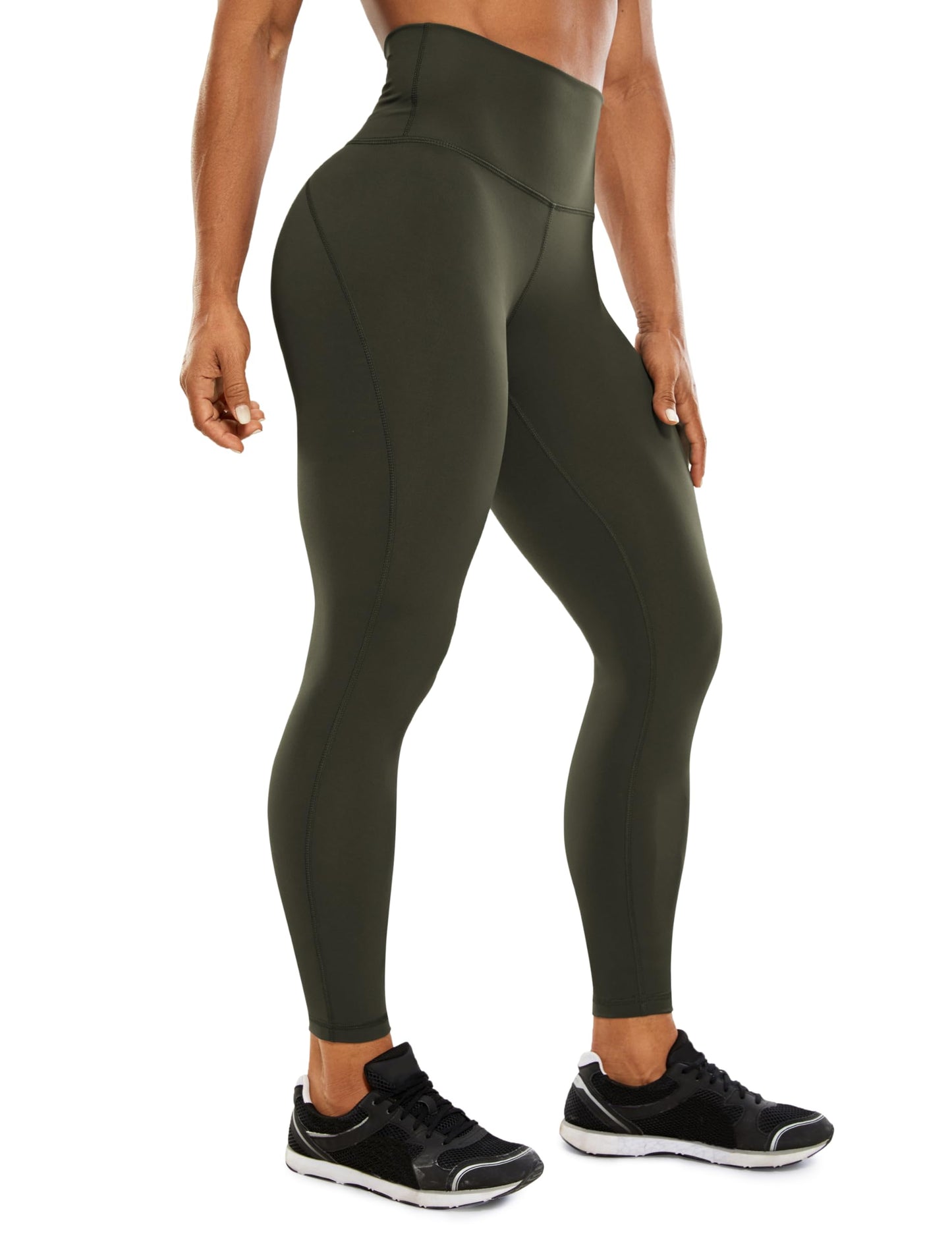 CRZ YOGA Ulti-Dry Workout Leggings for Women 25'' - High Waisted Yoga Pants 7/8 Athletic Running Fitness Gym Tights Olive Green Medium