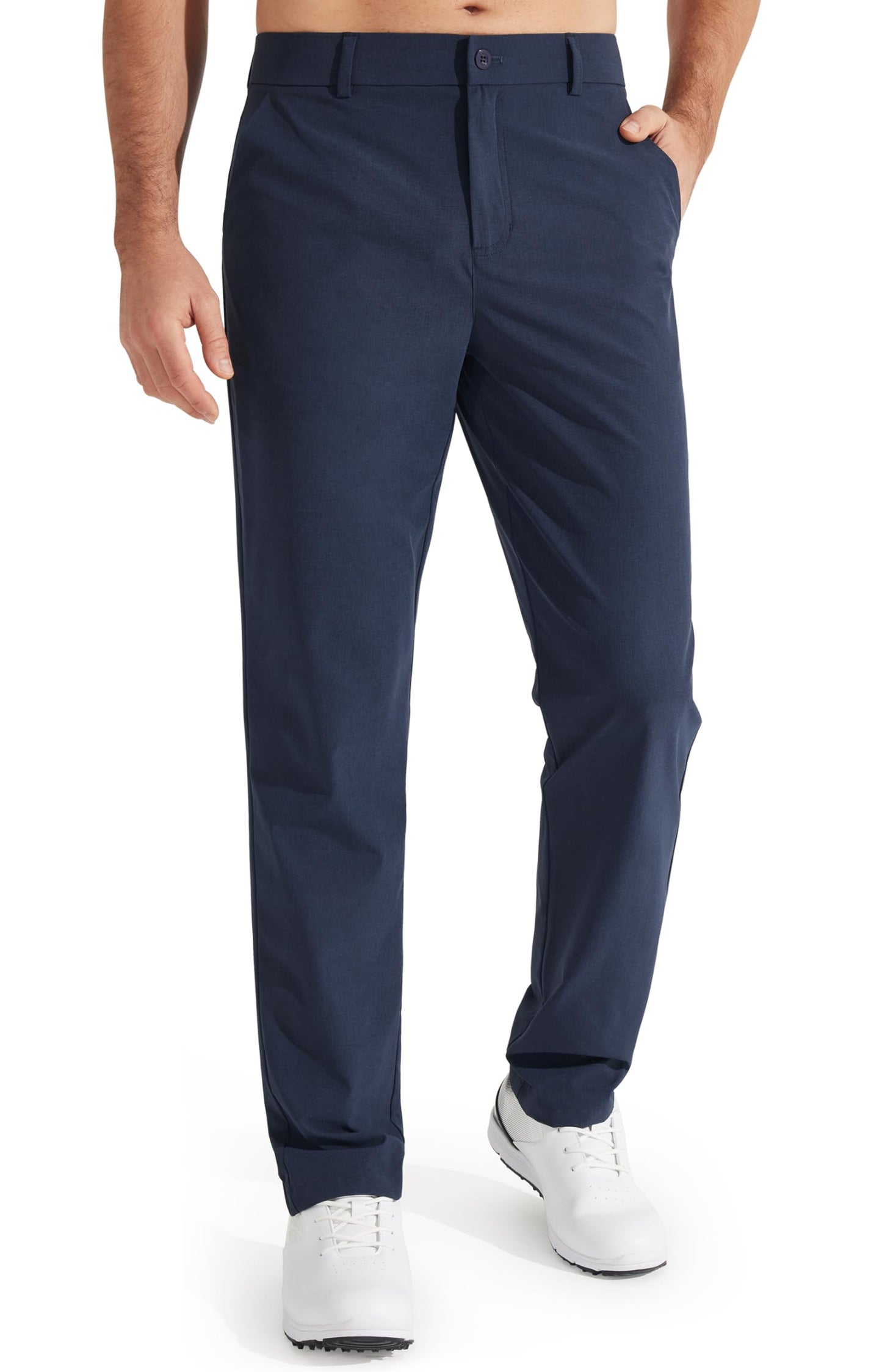 Libin Mens Golf Pants Classic Fit Stretch Work Dress Pants 32" Quick Dry Lightweight Business Casual Trousers Comfort Water Resistant, Navy Blue, 28W x 32L