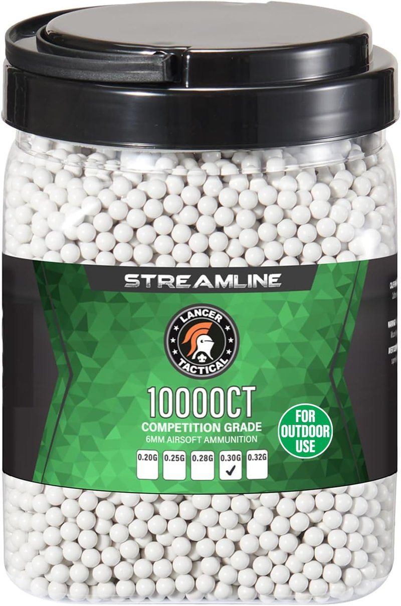 Lancer Tactical 10,000 Rounds 6mm Airsoft Outdoor BBS 0.20g-0.32g, Bucket Size, Outdoor Field Compliant - Made in Taiwan
